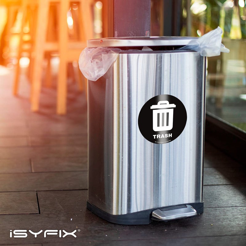 iSYFIX Trash Can Stickers Signs - 6 Pack 5 inch â€“ Premium Self-Adhesive Vinyl, Laminated for Weatherproof, UV Resistant, Perfect Label Stickers for containers, Ideal Sign for Home, Office, Kitchen - Image 5